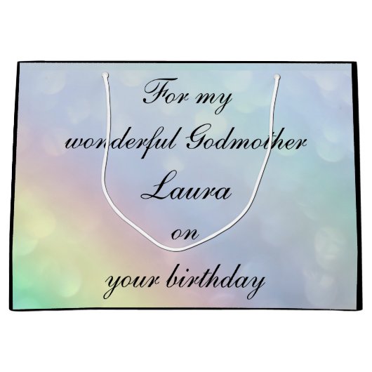 Gepersonaliseerde Godmoeder Birthday Groot Cadeauzakje (Voorkant)