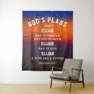 Gepersonaliseerde GOD'S PLANNEN Jeremia 29:11 Chri Wandkleed