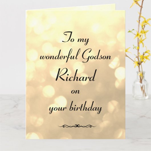 Gepersonaliseerde Godson Birthday Kaart (Gele Bloem)