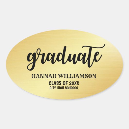 Gepersonaliseerde Gold Afstuderen van 2018 Ovale Sticker (Voorkant)