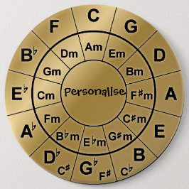 Gepersonaliseerde Gold Badge Music Lovers Chord Wh Ronde Button 6,0 Cm