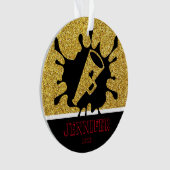 Gepersonaliseerde Gold & Black Cheerleading Orname Ornament (voorkant)