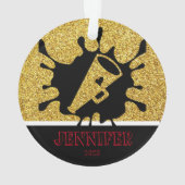 Gepersonaliseerde Gold & Black Cheerleading Orname Ornament (achterkant)