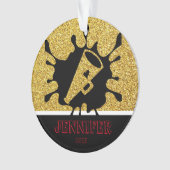 Gepersonaliseerde Gold & Black Cheerleading Orname Ornament (voorkant)
