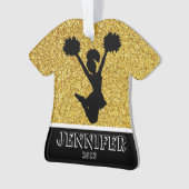 Gepersonaliseerde Gold & Black Cheerleading Orname Ornament (voorkant)