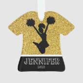 Gepersonaliseerde Gold & Black Cheerleading Orname Ornament (achterkant)