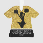 Gepersonaliseerde Gold & Black Cheerleading Orname Ornament (voorkant)