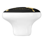 Gepersonaliseerde Gold Butterfly Black Keramische Knop (Zijkant)