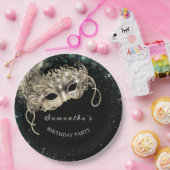 Gepersonaliseerde Gold Emerald Green Masquerade Pa Papieren Bordje (Feest)