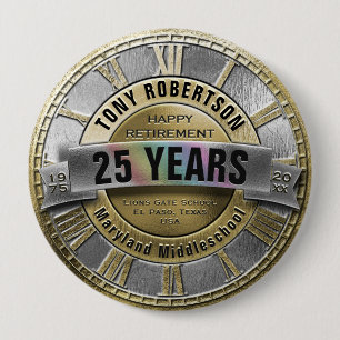 Gepersonaliseerde Gold en Silver Retirement Button