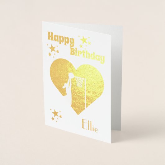 Gepersonaliseerde Gold Foil Netball Verjaardag Kaa Folie Kaarten (Voorkant)