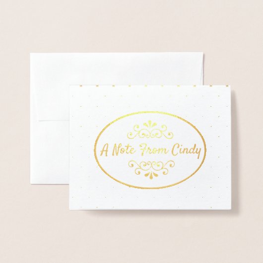 Gepersonaliseerde Gold Foil Note Kaart (Voorkant met envelop)