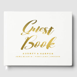 Gepersonaliseerde Gold Folie Wedding Guest Book Gastenboek
