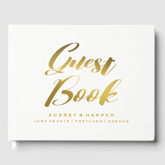 Gepersonaliseerde Gold Folie Wedding Guest Book Gastenboek (Voorkant)