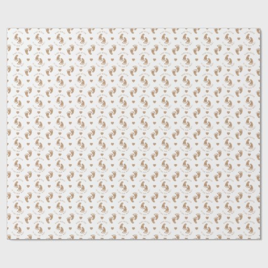 Gepersonaliseerde Gold Glitter Baby Feet Baby show Cadeaupapier (Vlak)