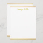 Gepersonaliseerde Gold Hand Script naam verticaal Notitiekaartje (Voorkant / Achterkant)