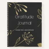Gepersonaliseerde Gold Leaf Charcoal Dankbaarheids Notitieboek (Voorkant)