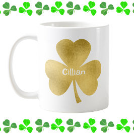 Gepersonaliseerde Gold Shamrock Koffiemok