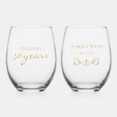 Gepersonaliseerde Golden 50th Jubileum Keepsake Gi Wijnglas Zonder Voet (Voorkant)