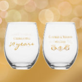 Gepersonaliseerde Golden 50th Jubileum Keepsake Gi Wijnglas Zonder Voet