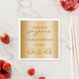 Gepersonaliseerde Golden 50th Wedding Jubileum Par Servet