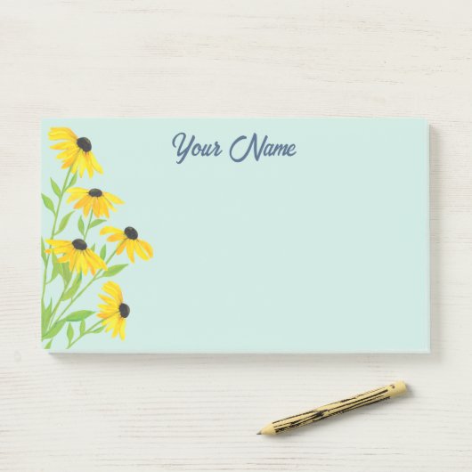 Gepersonaliseerde Golden Black Eyed Susan bloemen Post-it® Notes (Op bureau)