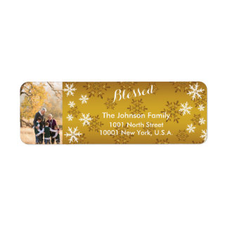 Gepersonaliseerde Golden Blessed Return Address La Etiket