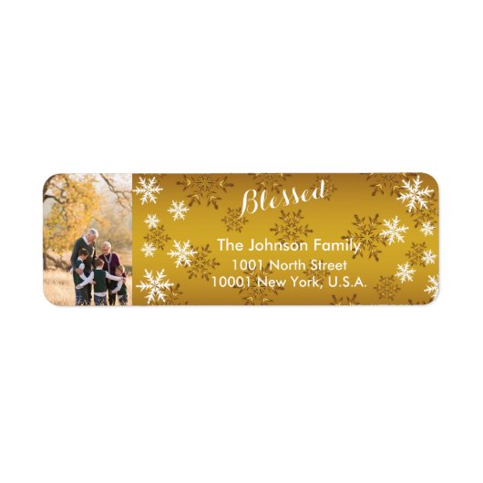 Gepersonaliseerde Golden Blessed Return Address La Etiket (Voorkant)
