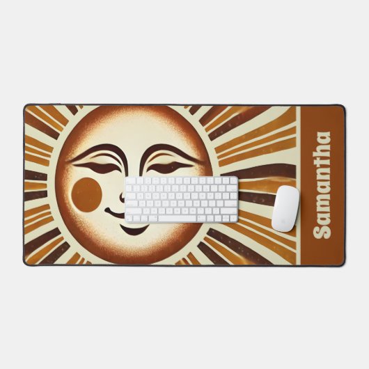Gepersonaliseerde Golden  Boho Sun Gift Bureaumat (Keyboard & Muis)
