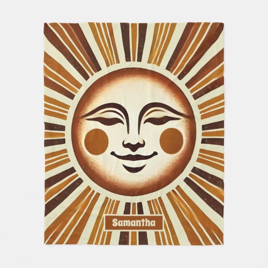 Gepersonaliseerde Golden  Boho Sun Gift Fleece Deken (Voorkant)