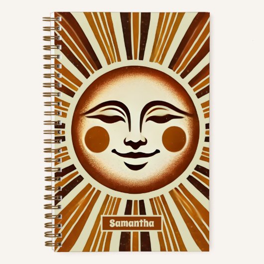 Gepersonaliseerde Golden  Boho Sun Gift Journal Notitieboek (Voorkant)