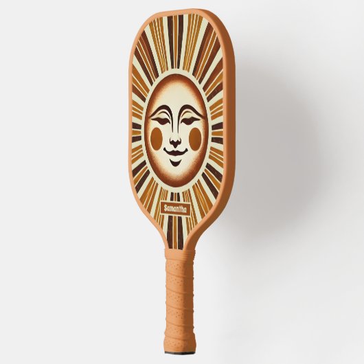 Gepersonaliseerde Golden Boho Sun Gift Pickleball Paddle (Links)