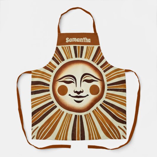 Gepersonaliseerde Golden  Boho Sun Gift Schort (Voorkant)