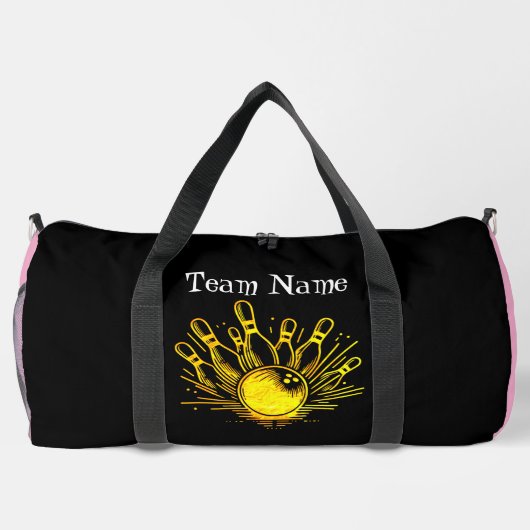 Gepersonaliseerde Golden Bowling Team Design Plunjezak (Achterkant)