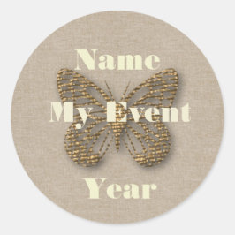 Gepersonaliseerde Golden Butterfly Event Sticker