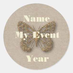 Gepersonaliseerde Golden Butterfly Event Sticker