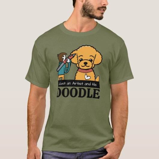 Gepersonaliseerde Golden Doodle Dog Artist Mannen T-shirt (Voorkant)