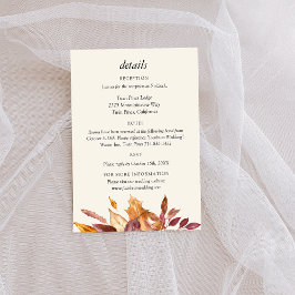 Gepersonaliseerde Golden Fall Leaves Wedding Informatiekaartje