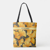 Gepersonaliseerde Golden Ginkgo Leaf Pattern Canva Tote Bag (Achterkant)