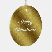 Gepersonaliseerde Golden Glitter Kerstmis Keramisch Ornament (Rechts)