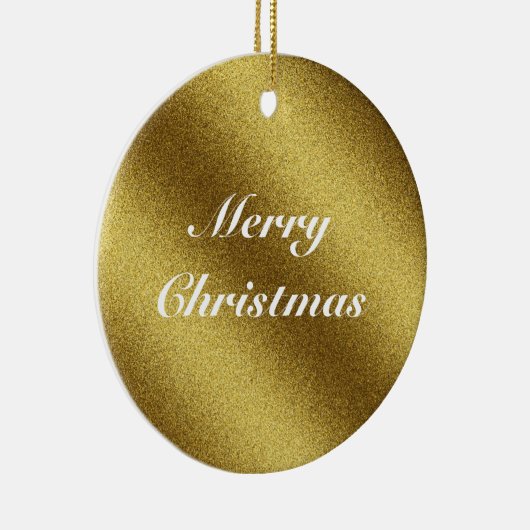 Gepersonaliseerde Golden Glitter Kerstmis Keramisch Ornament (Rechts)