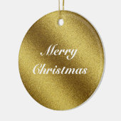 Gepersonaliseerde Golden Glitter Kerstmis Keramisch Ornament (Links)