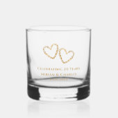 Gepersonaliseerde Golden Heart 20e bruiloft Jubile Whisky Glas (Voorkant)