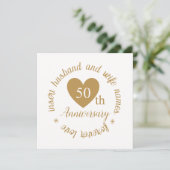 Gepersonaliseerde Golden Heart 50ste bruiloft Jubi Kaart (Staand voorkant)