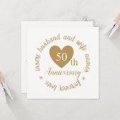 Gepersonaliseerde Golden Heart 50ste bruiloft Jubi Kaart (Voorkant / Achterkant in situ)