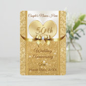 Gepersonaliseerde Golden Jubileum Uitnodiging Kaar (Staand voorkant)