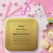 Gepersonaliseerde Golden Party Papieren Bordje (Feest)