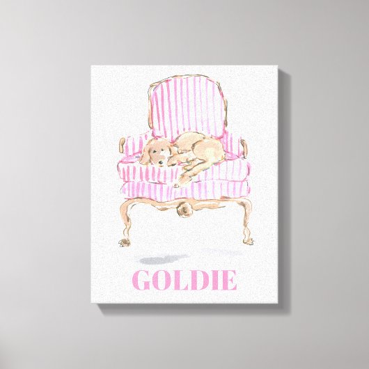 Gepersonaliseerde Golden Retriever Art Hondenliefh Canvas Afdruk (Voorkant)