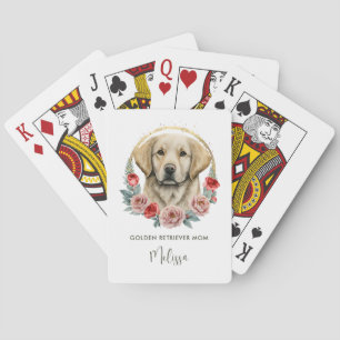 Gepersonaliseerde Golden Retriever Bloemen Hond Ma Pokerkaarten