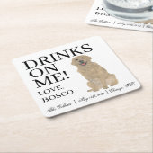 Gepersonaliseerde Golden Retriever bruiloft Kartonnen Onderzetters (Schuin)